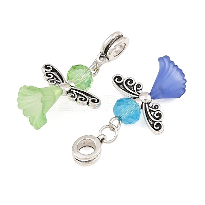 Lovely Wedding Dress Angel Alloy European Dangle  Large Hole Pendants PALLOY-JF00003-1
