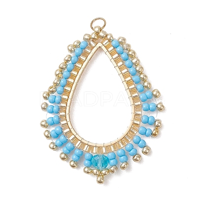 Glass Seed Beaded Pendnats PALLOY-MZ01361-02-1