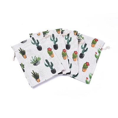 Polycotton(Polyester Cotton) Packing Pouches Drawstring Bags ABAG-T007-02L-1