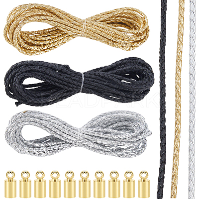 15M 3 Colors Braided Round Soft PU Imitation Leather Cords OCOR-CL0001-11B-1