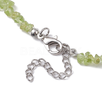 Natural Peridot Chip Beaded Necklace NJEW-JN04615-16-1