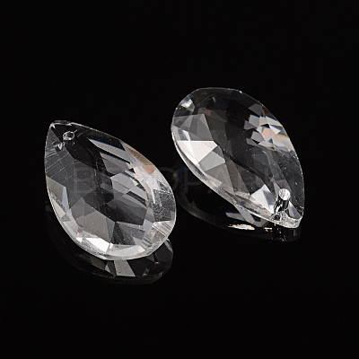 Faceted Teardrop Transparent Glass Pendants EGLA-R085-03-1