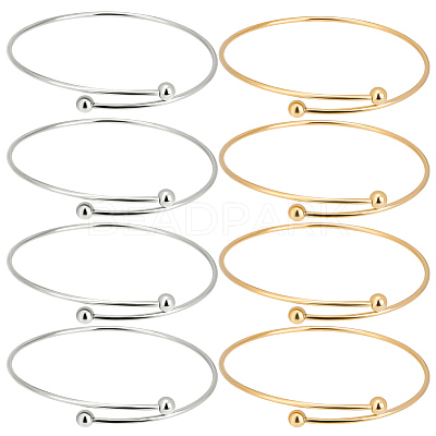 10Pcs 2 Colors Adjustable 304 Stainless Steel Wire Cuff Bangle Making MAK-BBC0001-14-1