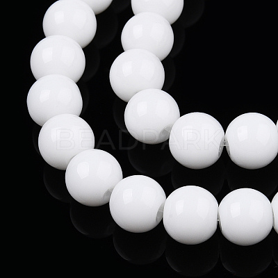 Opaque Solid Color Glass Beads Strands GLAA-T032-P6mm-02-1