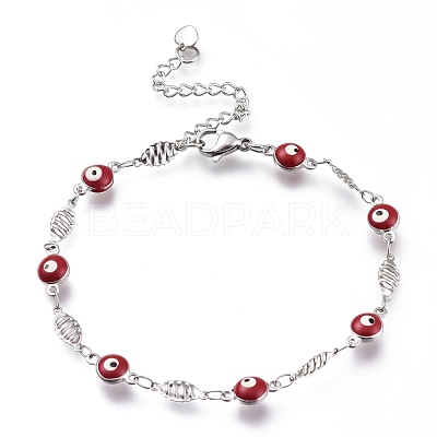 304 Stainless Steel Link Bracelets BJEW-M203-09P-1