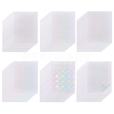 Olycraft 60 Sheets 6 Styles BOPP Plastic Transparent Holographic