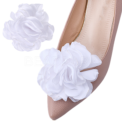 1 Pair Flower Cloth Shoe Decoration AJEW-DR0001-65B-1