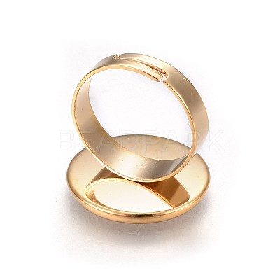 Ion Plating(IP) Adjustable 201 Stainless Steel Finger Rings Components STAS-G187-01G-18mm-1