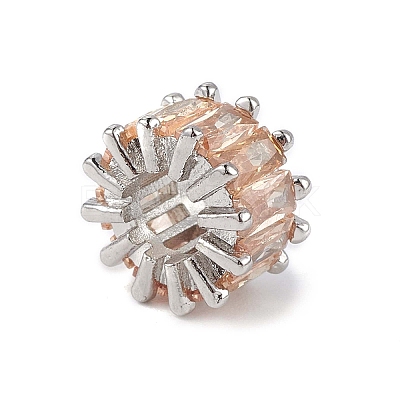 Rack Plating Brass Micro Pave Cubic Zirconia Beads KK-C019-01P-1