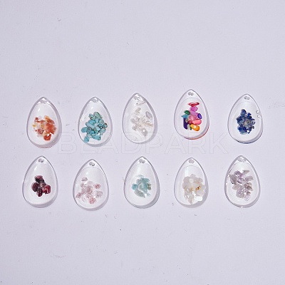 40Pcs 10 Colors Transparent Glass Pendants GGLA-SZ0001-44-1