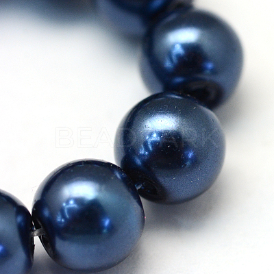 Baking Paint Pearlized Glass Pearl Round Bead Strands X-HY-Q003-10mm-15-1