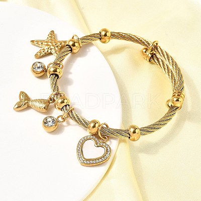 304 Stainless Steel Charm Bangles for Women BJEW-Z141-01G-1
