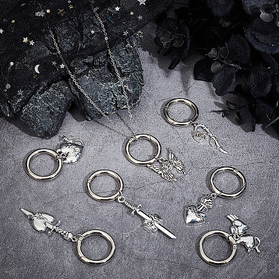 16Pcs 8 Style Gothic Style Alloy Shoe Charms HJEW-AB00630-1