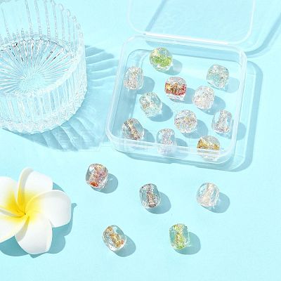 16Pcs 7 Colors Handmade Foil Lampwork Beads FOIL-FS0001-03-1