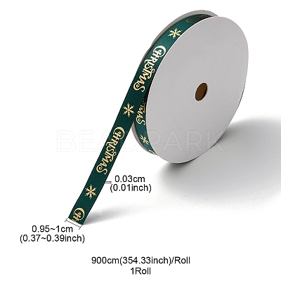Flat Christmas Theme Polyester Satin Ribbon OCOR-YWC0001-01B-03-1