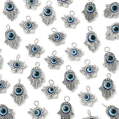 10Pcs Evil Eye Alloy Resin Pendants PALLOY-FS00058-02-1