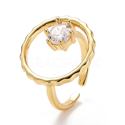 Hollow Ring with Cubic Zirconia Cuff Ring RJEW-E170-06G-1