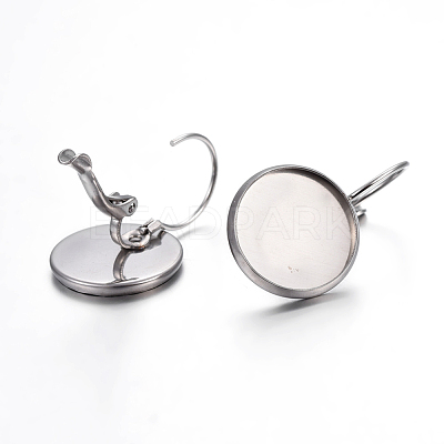Tarnish Resistant 304 Stainless Steel Leverback Earring Settings STAS-F191-03P-14mm-1