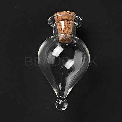 Teardrop Glass Cork Bottles Ornament LS-AJEW-A039-01B-1