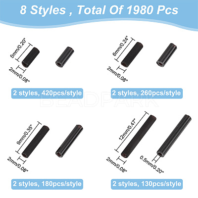 1980Pcs 8 Style Glass Bugle Beads SEED-AR0001-07-1