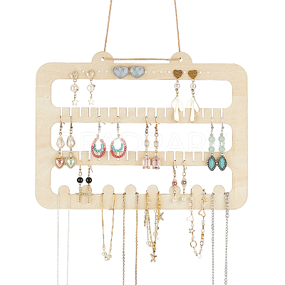 4-Tier Wooden Wall Mounted Earring Display Rack EDIS-WH0030-25-1