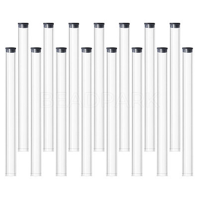 Acrylic Incense Storage Tube with Black Cap for Incense Sticks AJEW-WH0561-31-1