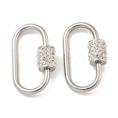 304 Stainless Steel Screw Carabiner Lock Charms STAS-C092-02A-P-1