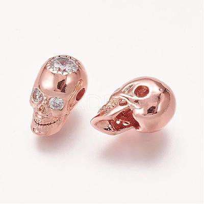 Brass Micro Pave Cubic Zirconia Beads ZIRC-E113-27-1