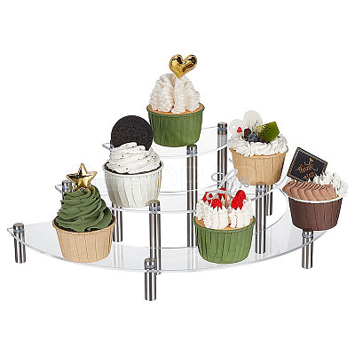3-Tier Acrylic Semicircle Dessert Display Risers ODIS-WH0329-45-1