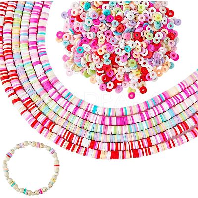 12 Strands 6 Colors Handmade Polymer Clay Beads Strands CLAY-HY0001-01-1