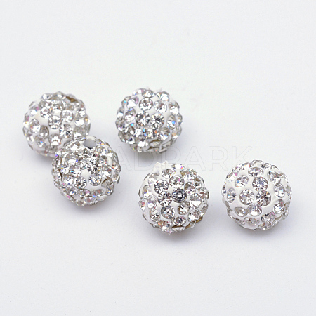 Polymer Clay Pave Rhinestone Beads RB-Q197-12mm-01-1