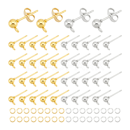 Unicraftale 120Pcs 2 Colors Iron Ball Stud Earring Post KK-UN0001-70-1