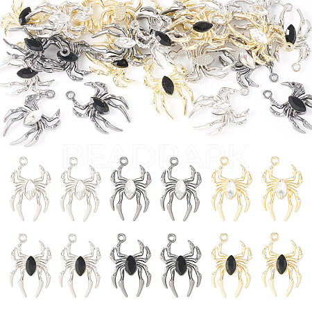 24Pcs 6 Color Glass Spider Pendant FIND-TA0003-07-1