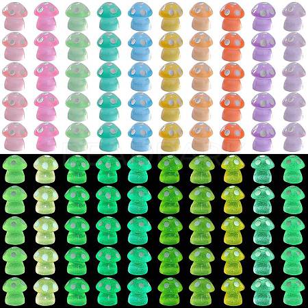 100Pcs 10 Colors Mushroom Luminous Resin Display Decorations RESI-SZ0003-46-1