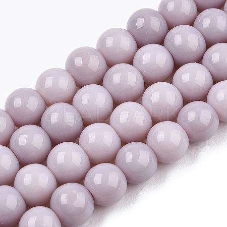 Opaque Solid Color Glass Beads Strands GLAA-T032-P8mm-07-1