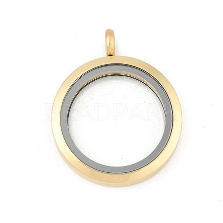 304 Stainless Steel Floating Locket Pendants STAS-E443-41G-02-1