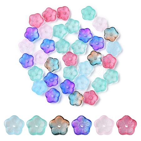 35Pcs Transparent Spray Painted Glass Beads GLAA-YW0001-75-1