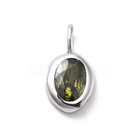 925 Sterling Silver Cubic Zirconia Oval Charms STER-S006-01S-H-1