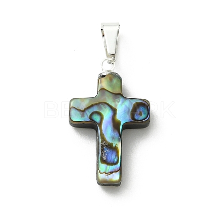 Natural Abalone Shell/Paua Shell Pendants PALLOY-JF05394-1