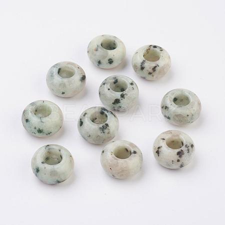 Natural Sesame Jasper/Kiwi Jasper European Beads X-G-G740-14x8mm-06-1