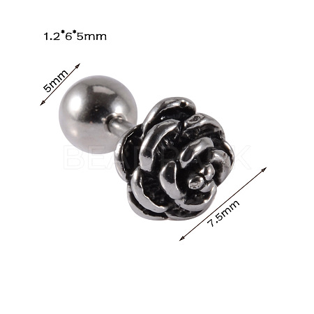 304 Stainless Steel Rose Flower Cartilage Earrings WG137BA-10-1