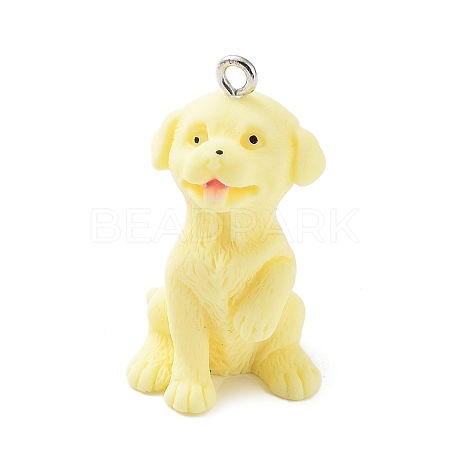 Opaque Resin Dog Pendants RESI-P033-A06-1