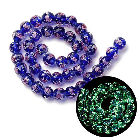 Luminous Handmade Glod Sand Lampwork Beads Strands LAMP-B028-03N-10mm-1