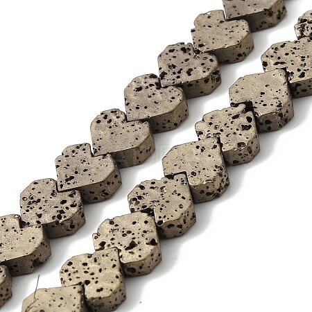 Electroplated Natural Lava Rock Beads Strands G-Q1009-G01-01F-1