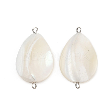 Natural Shell Teardrop Connector Charms STAS-D378-28P-1