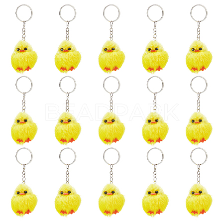 Cute Water Mink Mini Fur Chicken Pendant Bag Keychain KEYC-WH0018-77-1