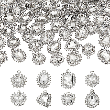 40Pcs 8 Styles Alloy Rhinestone Pendants ALRI-NB0001-19P-1