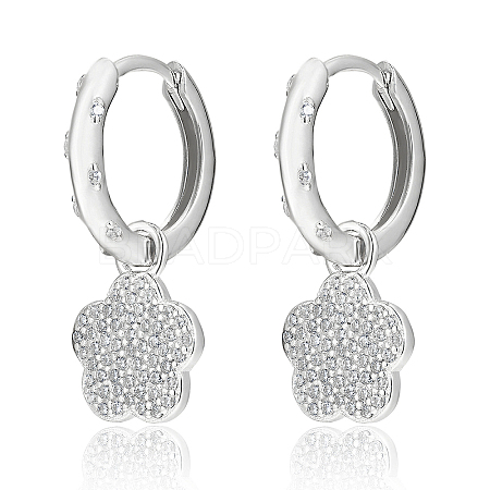 925 Sterling Silver Flower Earrings with Cubic Zirconia ZT2390-2-1