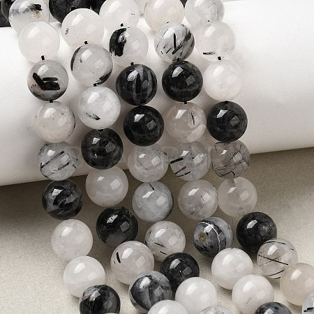 Natural Black Rutilated Quartz Beads Strands G-D295-6mm-1