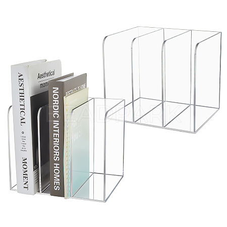 2Pcs 3-Slot Desktop Acrylic Magazine Racks Bookends ODIS-WA0001-17-1